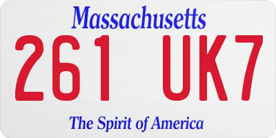 MA license plate 261UK7