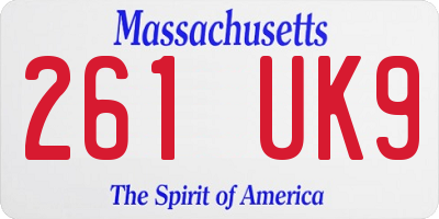 MA license plate 261UK9