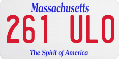 MA license plate 261UL0