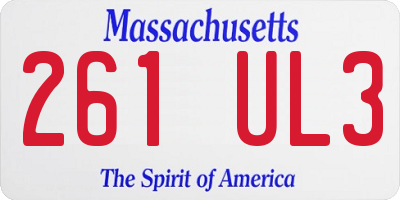 MA license plate 261UL3