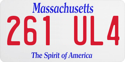 MA license plate 261UL4