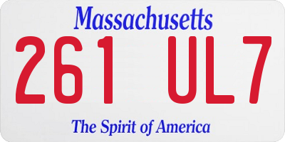 MA license plate 261UL7