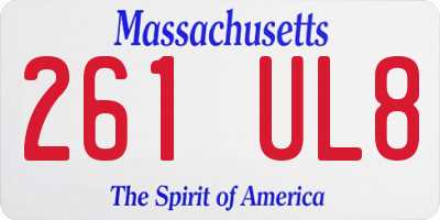 MA license plate 261UL8