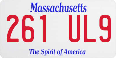 MA license plate 261UL9