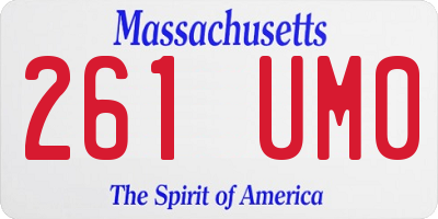 MA license plate 261UM0