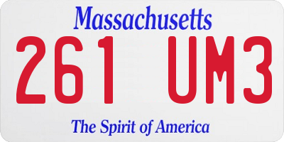 MA license plate 261UM3