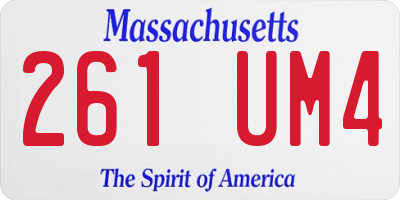 MA license plate 261UM4