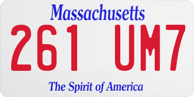 MA license plate 261UM7