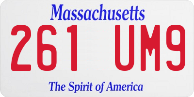 MA license plate 261UM9