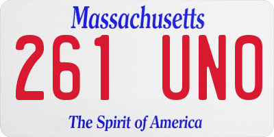 MA license plate 261UN0