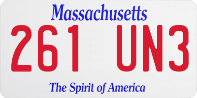 MA license plate 261UN3