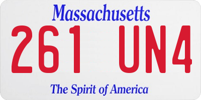 MA license plate 261UN4