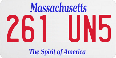 MA license plate 261UN5