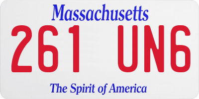MA license plate 261UN6