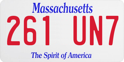 MA license plate 261UN7