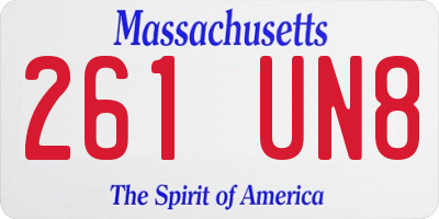 MA license plate 261UN8
