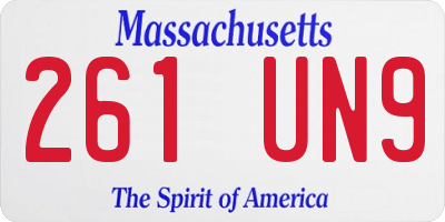 MA license plate 261UN9