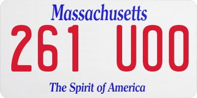 MA license plate 261UO0