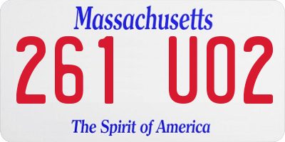 MA license plate 261UO2