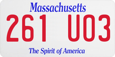 MA license plate 261UO3