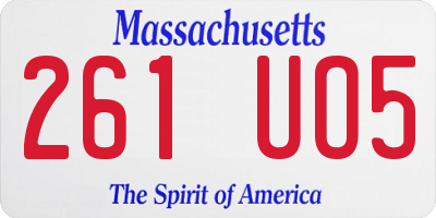 MA license plate 261UO5