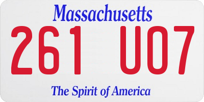 MA license plate 261UO7