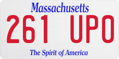 MA license plate 261UP0