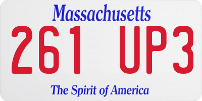MA license plate 261UP3