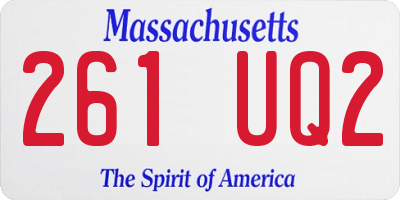 MA license plate 261UQ2