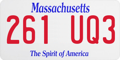 MA license plate 261UQ3