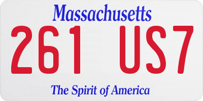 MA license plate 261US7
