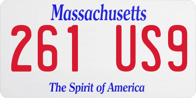MA license plate 261US9