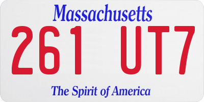 MA license plate 261UT7