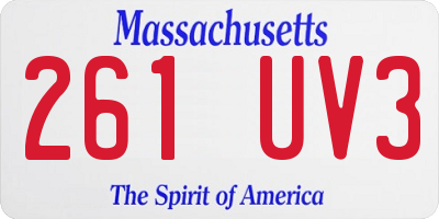 MA license plate 261UV3