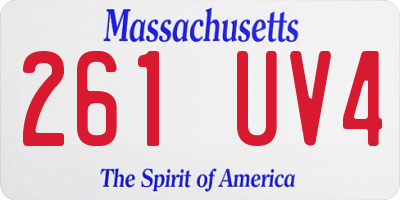 MA license plate 261UV4