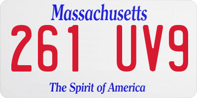 MA license plate 261UV9