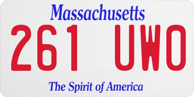 MA license plate 261UW0