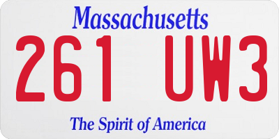 MA license plate 261UW3