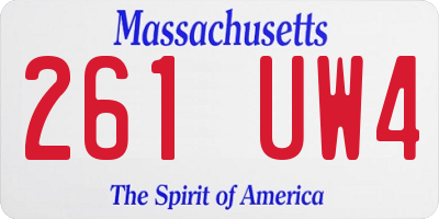 MA license plate 261UW4