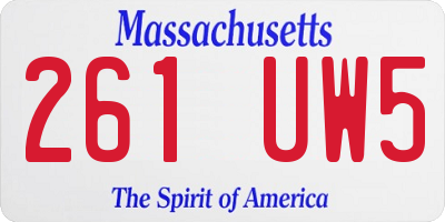 MA license plate 261UW5