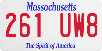 MA license plate 261UW8