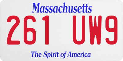 MA license plate 261UW9