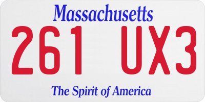 MA license plate 261UX3