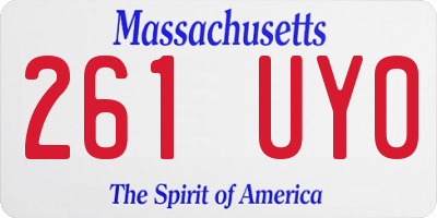 MA license plate 261UY0
