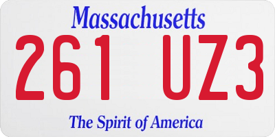 MA license plate 261UZ3