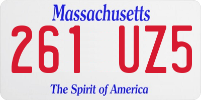 MA license plate 261UZ5