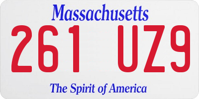 MA license plate 261UZ9
