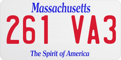 MA license plate 261VA3