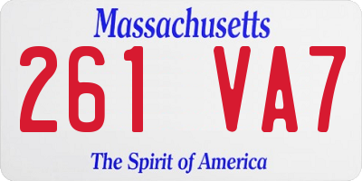MA license plate 261VA7
