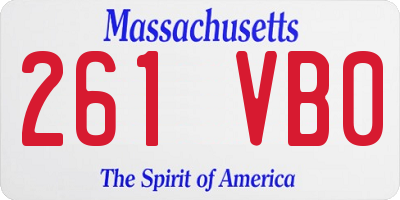 MA license plate 261VB0
